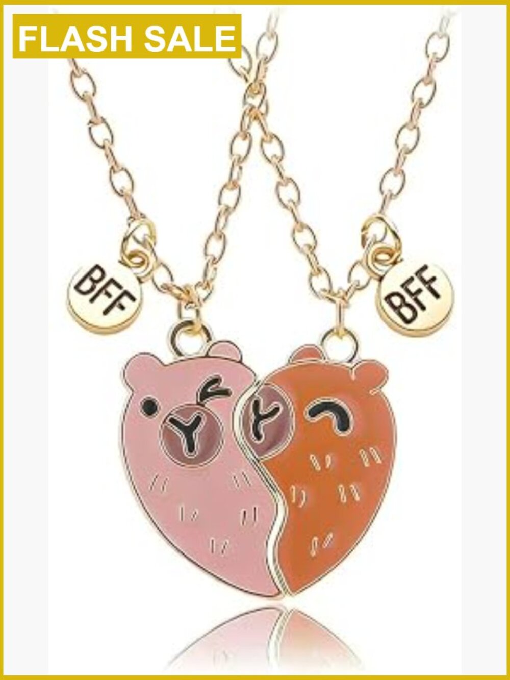 Split Heart Matching Necklace Set for 2 - BFF Friendship Jewelry, Couples Gift